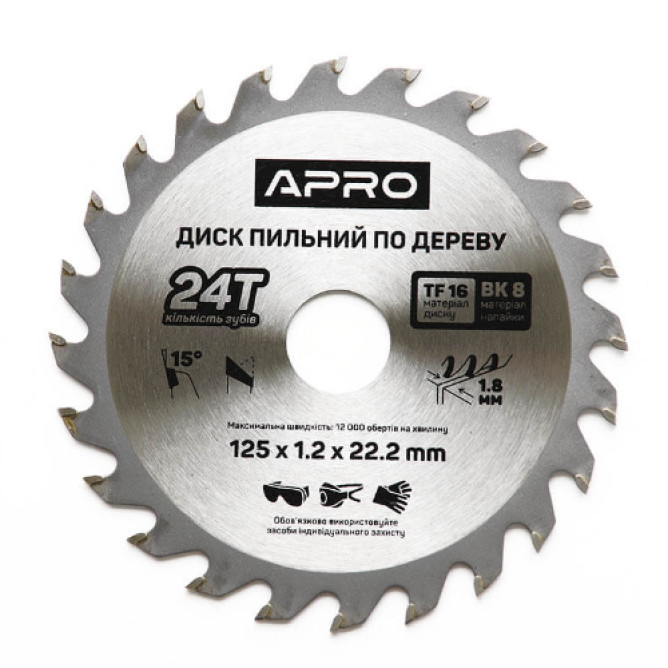 Пиляльний диск по дереву 125х22.2 мм 24Т APRO 830101