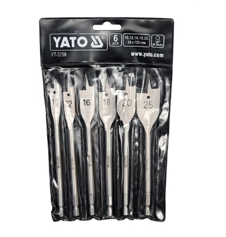 Набір свердел пір'яних по дереву Yato d10-25, L152мм 3258