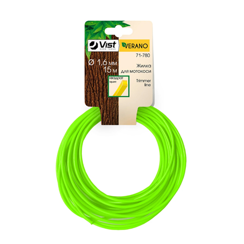 Леска для мотокосы, квадрат 15м, 1,6мм VERANO 71-780