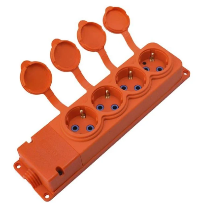 Розетка КАУЧУК четверная монофазная 1*16А  оранжевая