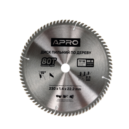 Пиляльний диск по дереву 230х22,2(20)х80Т APRO 830201