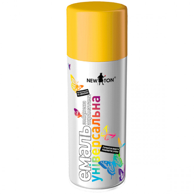 Емаль аерозольна New Ton універсальна 1023 жовтий глянець 400 мл