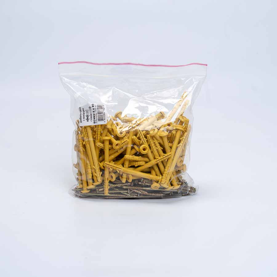 Дюбель забивний гриб 6х40 з поліпропілену, пачка 100 шт 