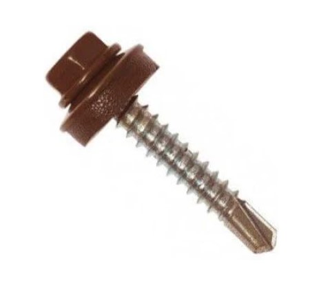 Саморіз покрівельний 4,8х35 коричневий №8017 (250шт)