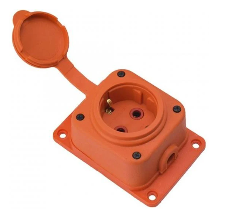 Розетка КАУЧУК настенная монофаза 1*16А   оранжевая