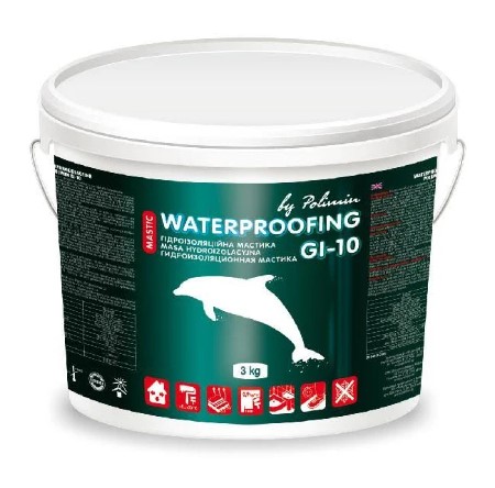 Мастика гідроізоляційна акрилова однокомпонентна Polimin GI-10 3 кг