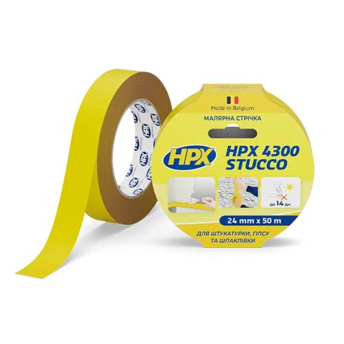 Малярная лента HPX STUCCO 4300 120 С 48мм х 50м желтая MY4850 + подарок MU1950