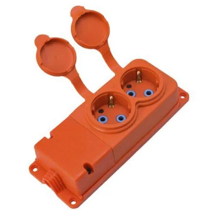 Розетка КАУЧУК двойная монофазная 1*16А оранжевая
