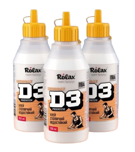 Клей ПВА Д3 РОЛАКС водостійкий для деревини 0,35л