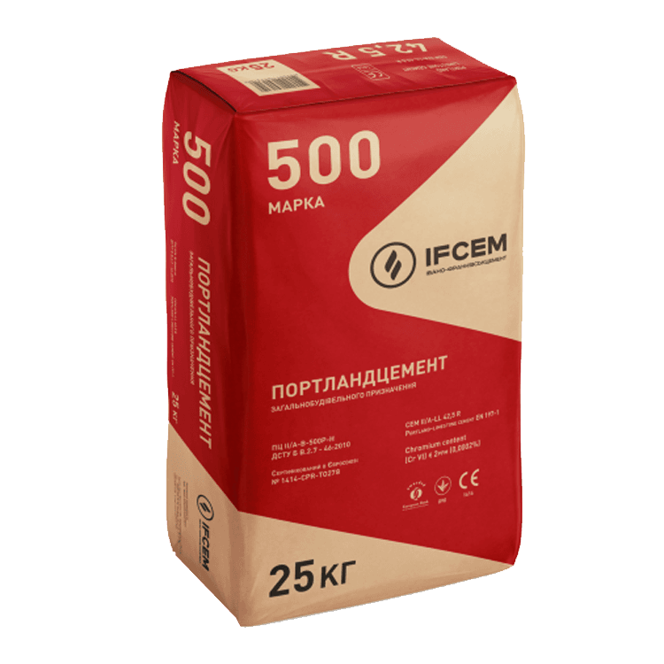 Цемент ПЦ-500 Д10 Івано-Франківськ (25кг) мал.