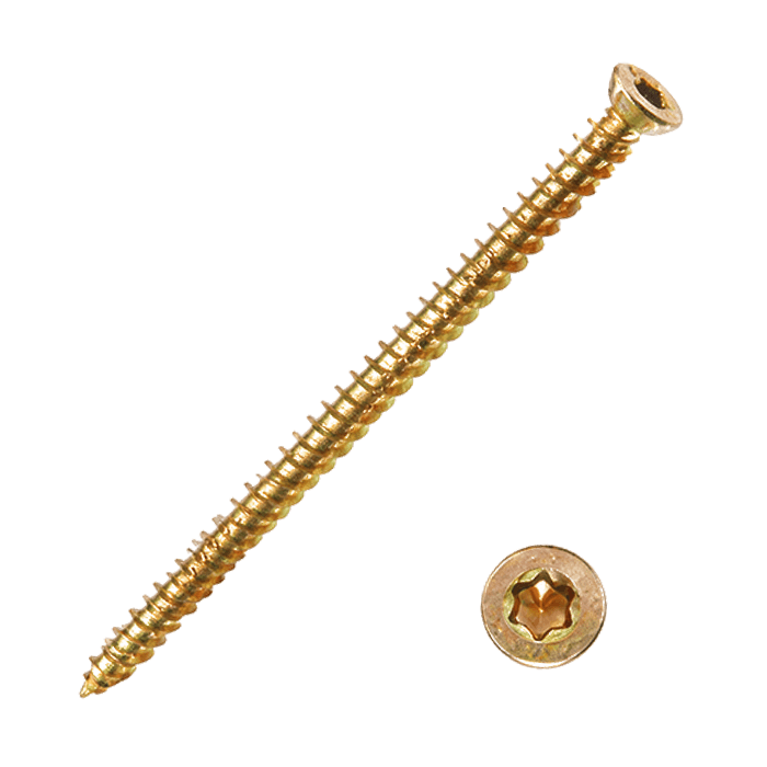 Турбогвинт 7,5x72 мм, потайна головка, жовтий цинк, Torx