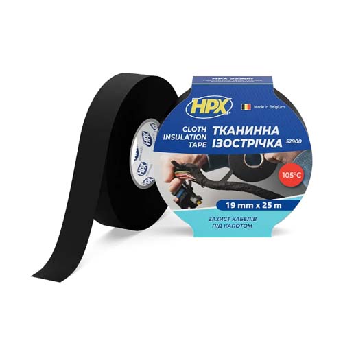 Изолента тканевая 19мм х 25м чёрная (картон) LI1925