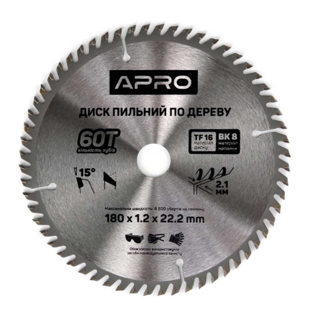 Диск пильний по дереву 180х22,2(20)х60Т APRO 830137