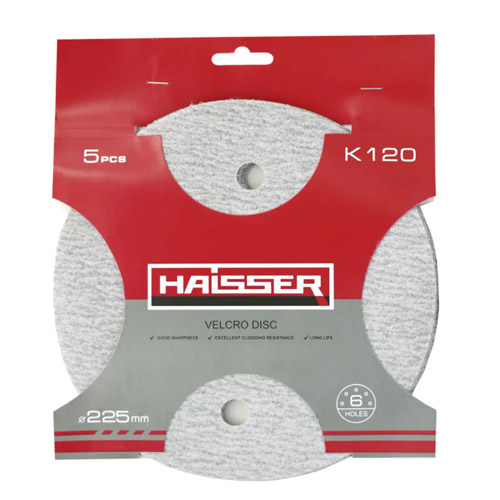 Круг шлифовальный самоклеящийся 225мм, k 120 с отверстиями 5шт Haisser 5317332