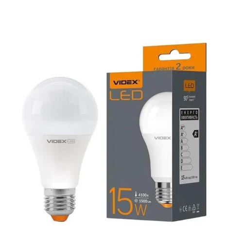 Світлодіодна лампа Videx 15 Вт A65e E27 4100K біле світло (23884)