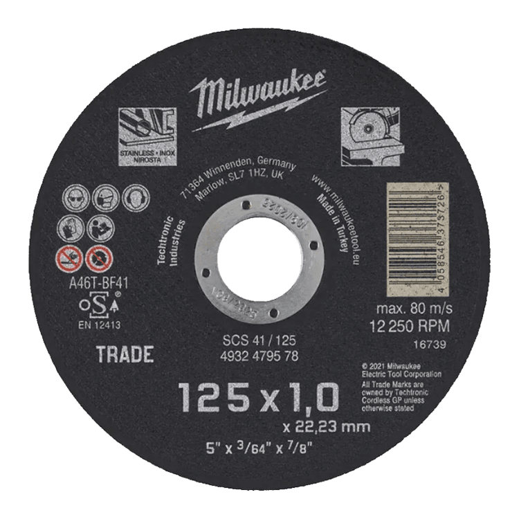 Круг отрезной 125х1.0 мм по металлу и нержавеющей стали Milwaukee SCS 41 (4932479578)
