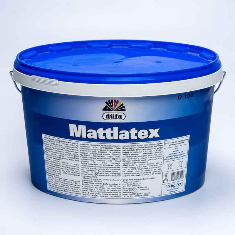 Фарба інтер'єрна латексна Dufa Mattlatex D100 (14кг / 10л)