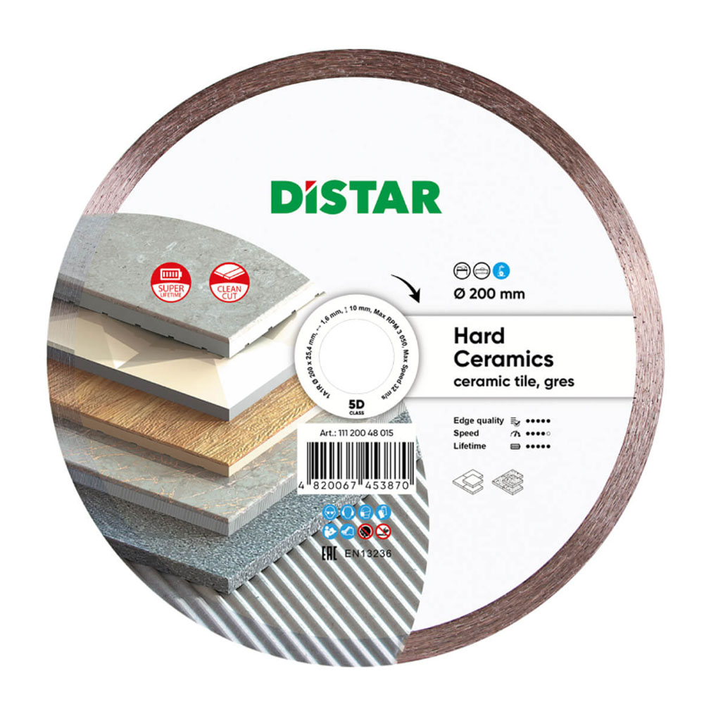 Диск алмазний відрізний по керамограніту Distar 1A1R 200x1,6 Hard ceramics 11120048015
