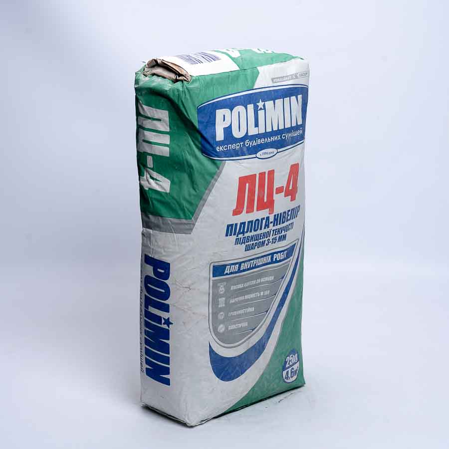 Стяжка самовирівнювальна (підлога-нівелір) підвищеної плинності ЛЦ-4 Polimin (Полімін) 25 кг