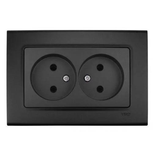 Розетка двойная без заземления Linnera Черная Ночь 90404055