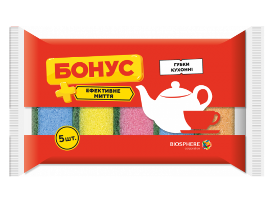 Губка кухонна 5шт Бонус