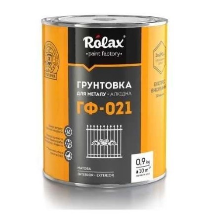 Грунтовка по металлу ГФ-021 Rolax (Ролакс) антикоррозионная серая 0,9 кг