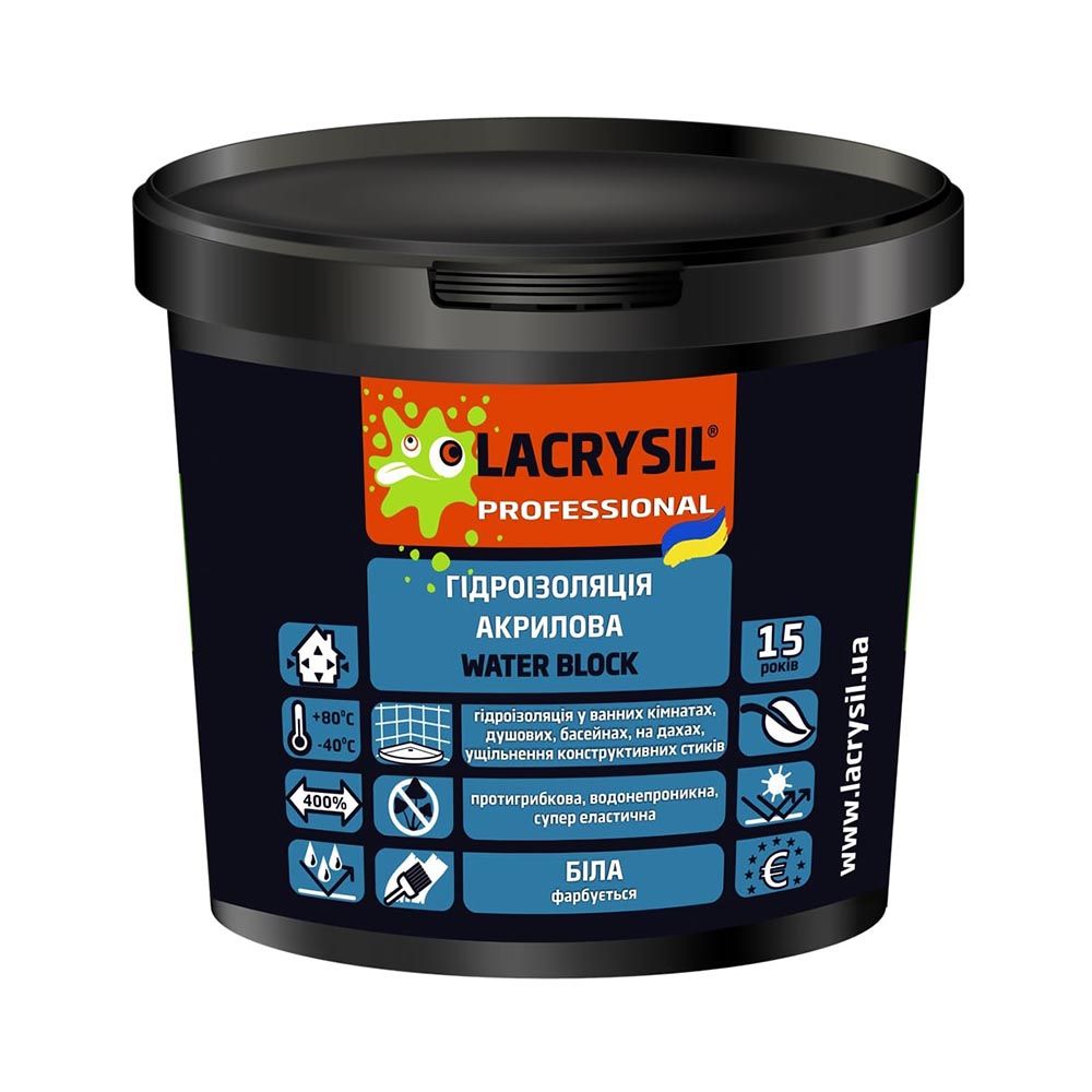 Мастика гідроізоляційна акрилова Lacrysil WaterBlock 6 кг
