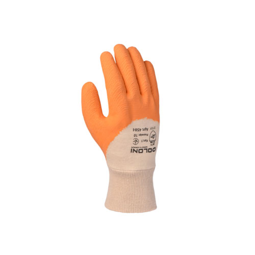 Рукавички ДОЛОНІ (Doloni) трикотажні з латексним жовтим покриттям 4584 10 р