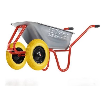 Тачка будівельна 2-колісна D-22, 230 кг Детекс колесо поліуретанове жовте 1