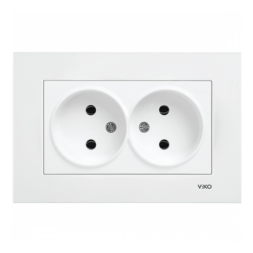 Розетка двойная без заземления Karre Белая 90960055