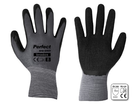 Рукавички Брадас RWPGGY10 PERFECT GRIP GRAY латекс 10р сірий з чорним