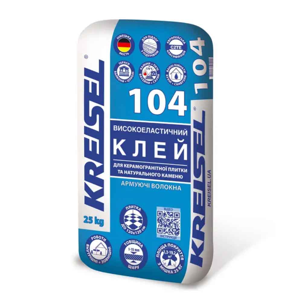 Клей для плитки высокоэластичный Kreisel 104 (25 кг)