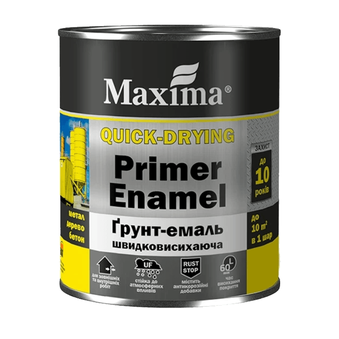 Грунт-эмаль быстросохнущая 2,5 кг, черная матовая ТМ Maxima