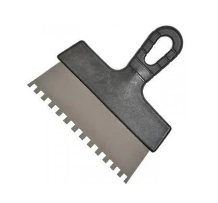Шпатель з пластмасовою ручкою 150 мм, зуби 10*10мм 