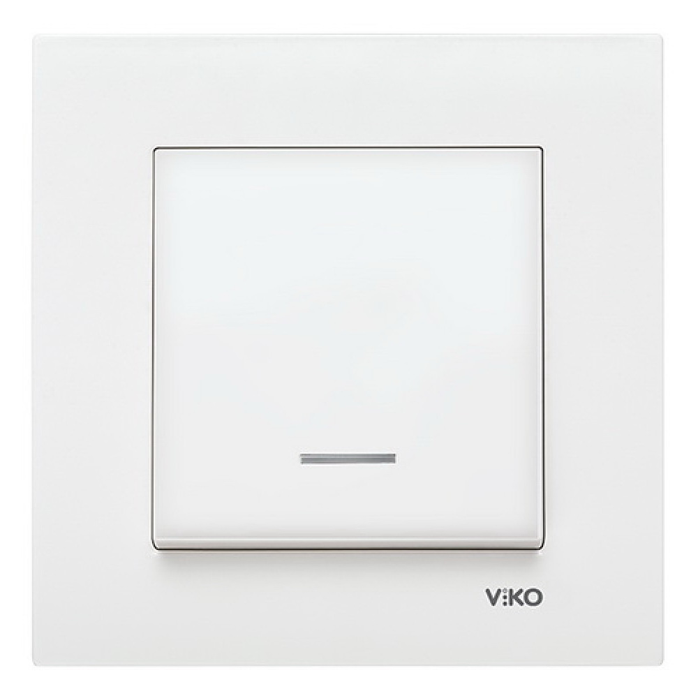 Выключатель 1-клавишный с подсветкой Karre Белый 90960019