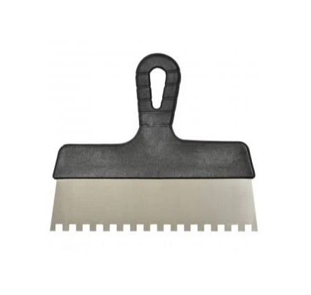 Шпатель з пластмасовою ручкою 150 мм, зуби 6*6мм 