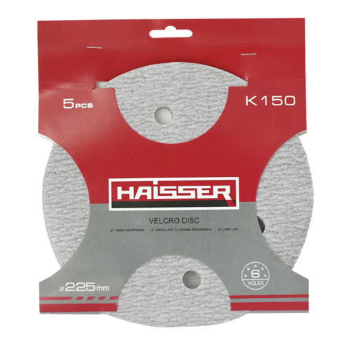 Круг шлифовальный самоклеящийся 225мм, k 150 с отверстиями 5шт Haisser 5317333