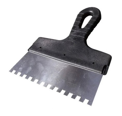 Шпатель з пластмасовою ручкою 200 мм, зуби 8*8мм 