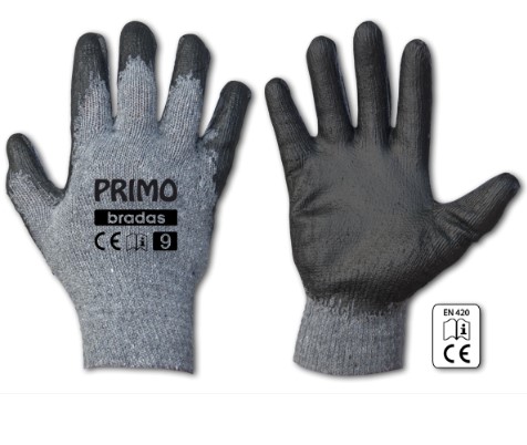 Рукавички Брадас RWPR11 PRIMO латекс 11р сірі із сірим