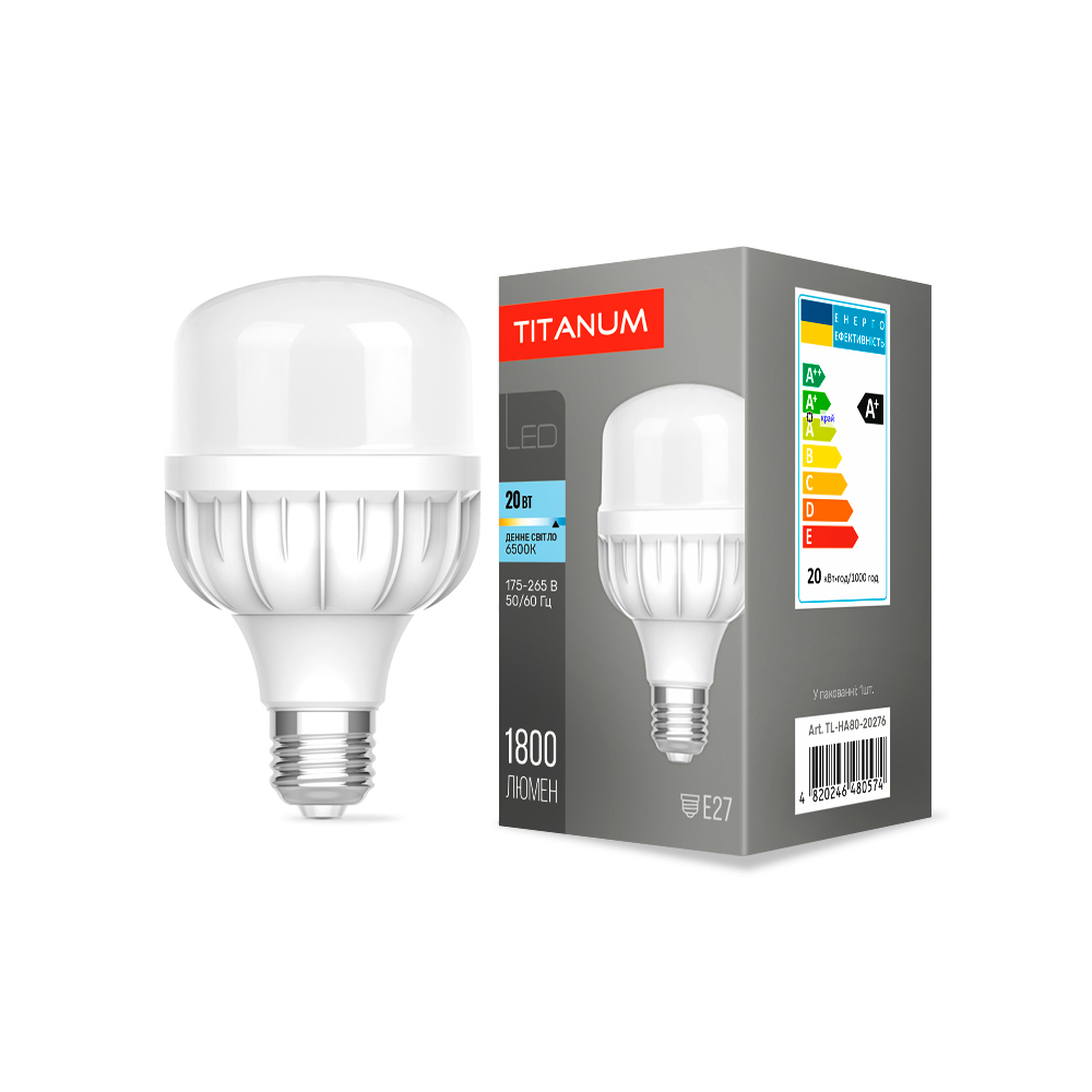Лампа LED TITANUM A80 20W E27 6500К 26393