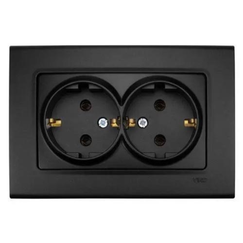 Розетка двойная с заземлением Linnera Черная Ночь 90404056