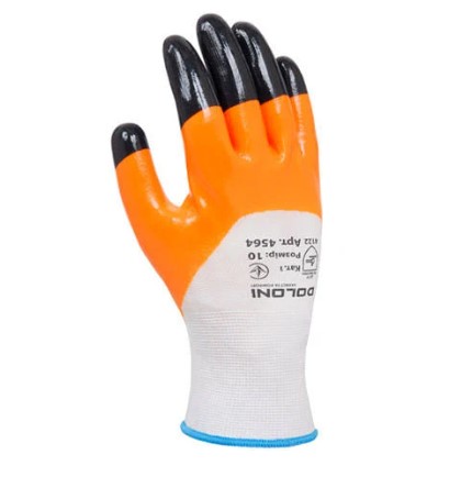 Перчатки D-OIL с нитриловым покрытием ОРАНЖЕВО-ЧЕРНЫЙ 4564