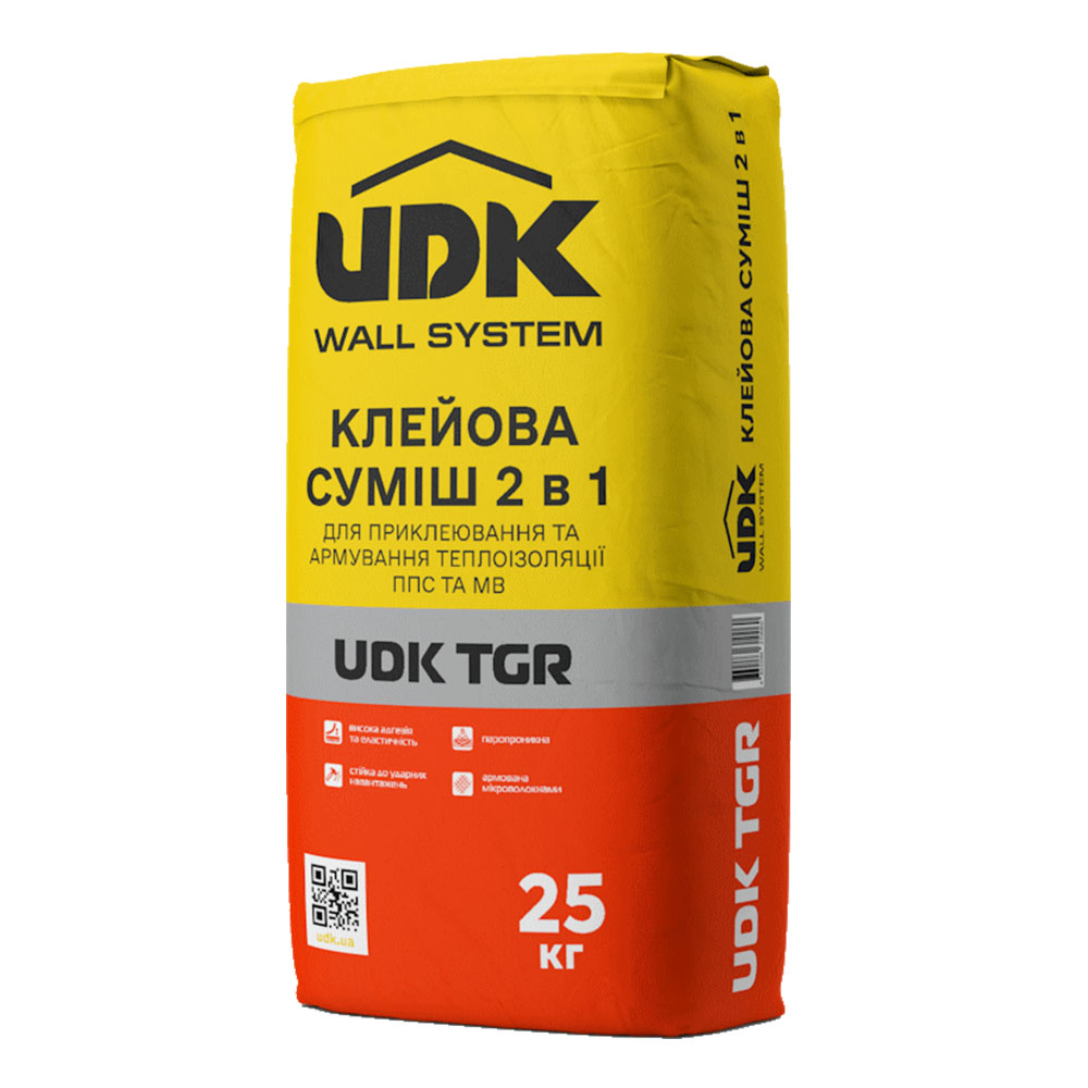Клей для пенополистерола и миниральной ваты армирующий (ЮДК) UDK TGR 25 кг
