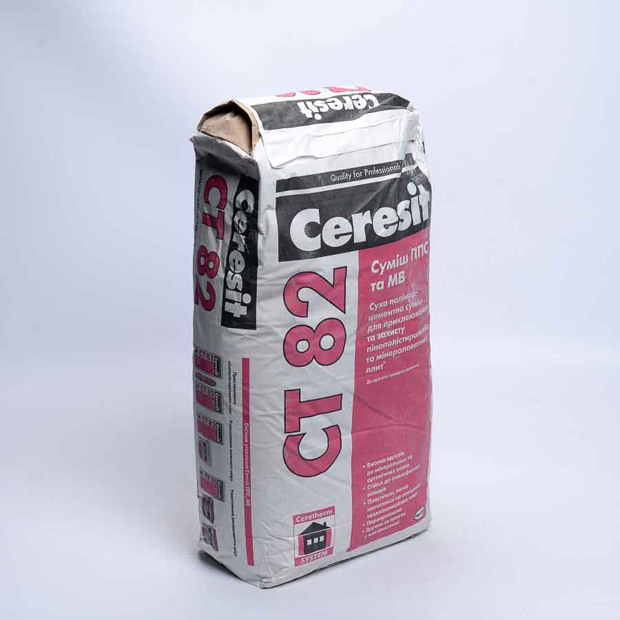 Клей для пінопласту та мінеральної вати армуючий СТ-82 Ceresit 25 кг