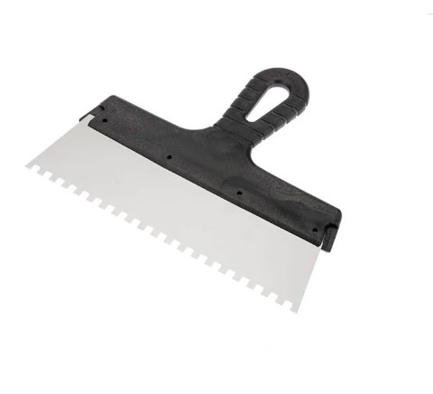 Шпатель з пластмасовою ручкою 250 мм, зуби 6*6мм