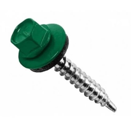 Саморіз покрівельний 4,8х35 зелений №6005 (250шт)