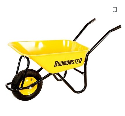 Тачка будівельна 1 колісне колесо пневмо 4х8-01-006 80л, 200 кг БУДМОНСТР жовте корито 7954