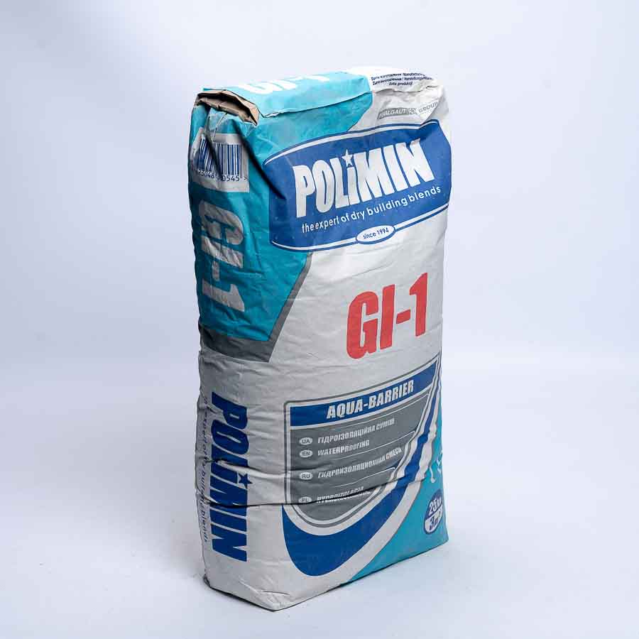 Гідроізоляційна суміш Polimin (Полімін) GI-1 (ГІ-1) аква-бар'єр 25 кг