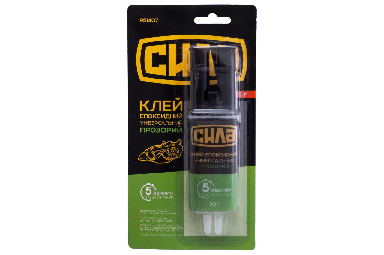 Клей эпоксидный 30г прозрачный (шприц) СИЛА 951407