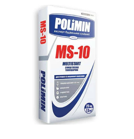Штукатурка стартова гіпсова MS-10 Polimin (Полімін) 3-30 мм 25 кг